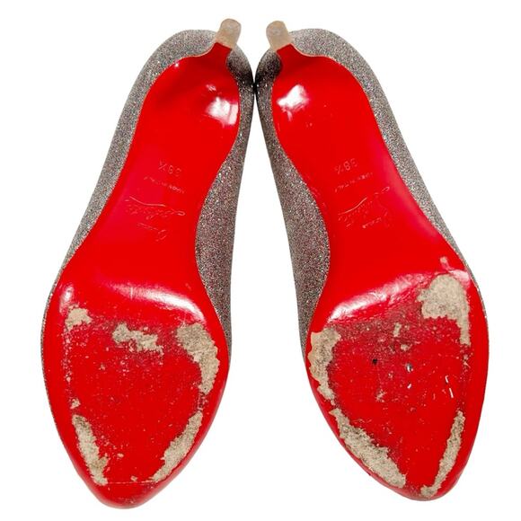 CHRISTIAN LOUBOUTIN Peep Toe Glitter Heels - Picture 10 of 11